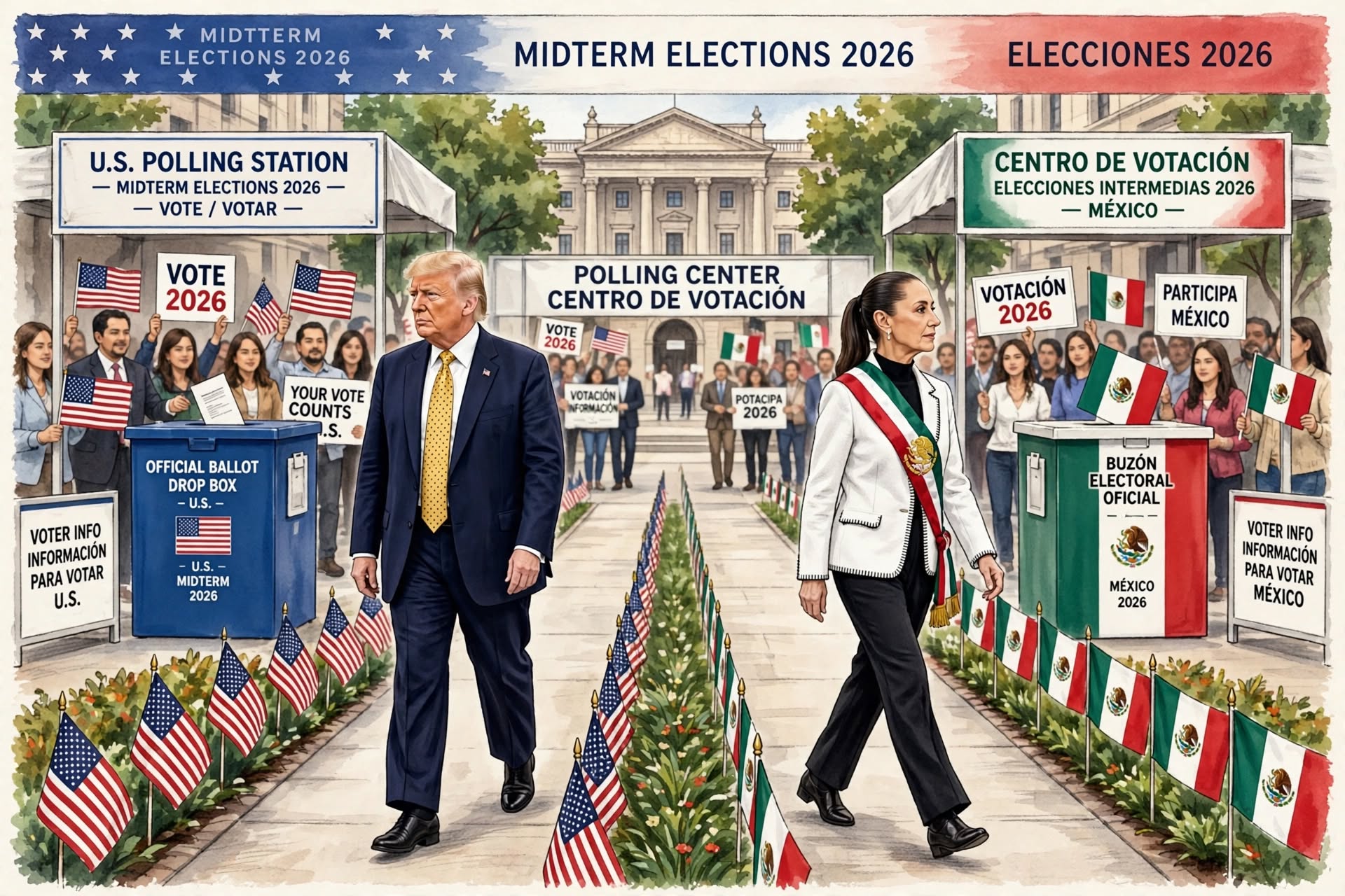 Trump and sheim heading to the midterms AI-generated using Meta's AI system parallel_paths_polling
